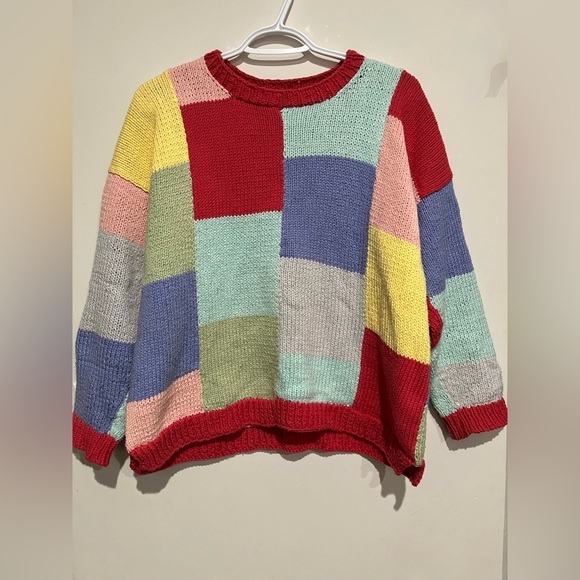 Colourful women’s patchwork sweater - Picture 1 of 4